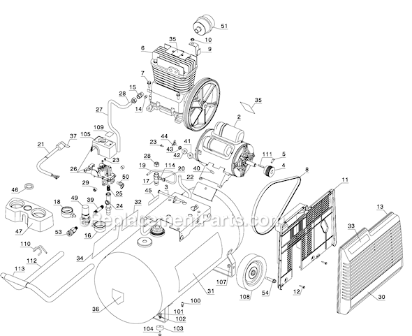 Page A Diagram and Parts List for 919-19541 Type 3 Black and Decker Compressor